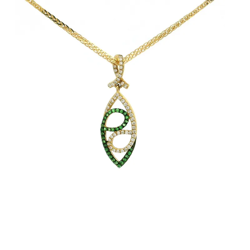Tsavorite and Gold Diamond Pendant Set