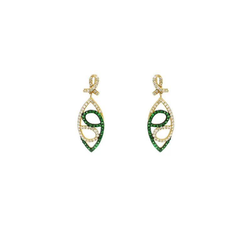 Tsavorite and Gold Diamond Pendant Set