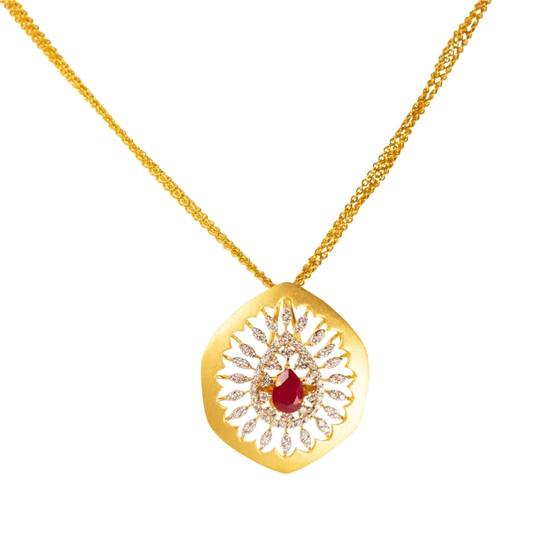 18K Ruby and Diamond Necklace Set PS 2278