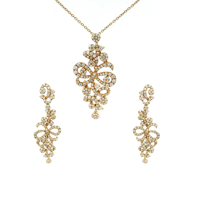 Statement Piece - Rose Gold Diamonds Pendant Set