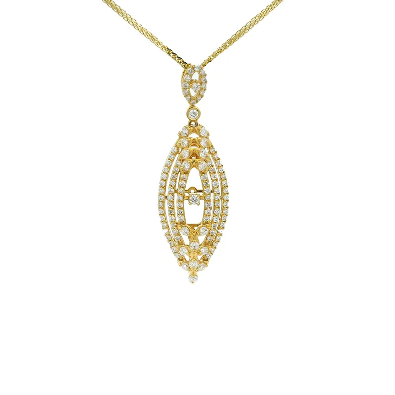 Elegant Gold and Diamond Pendant and Earrings