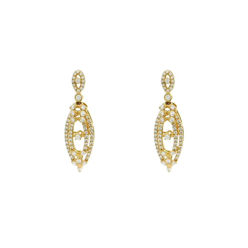 Elegant Gold and Diamond Pendant and Earrings