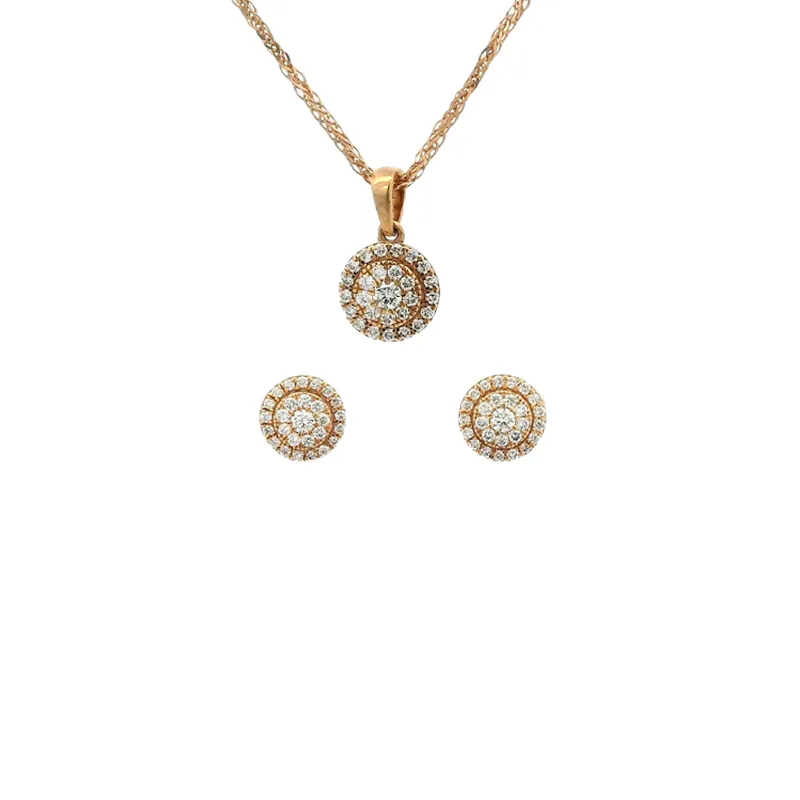 Classic Round Diamond Pendant Set