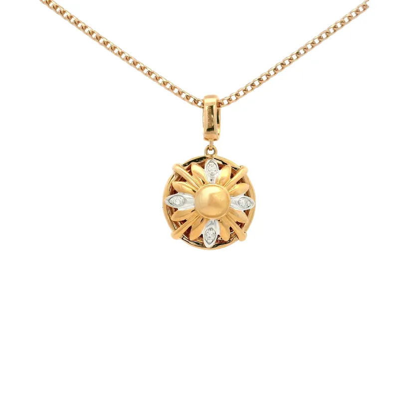 Elegant Gold and Diamond Pendant Set