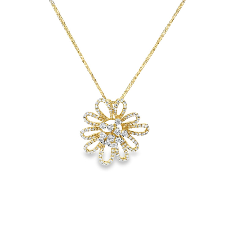 Floral Gold Diamond Pendant Set