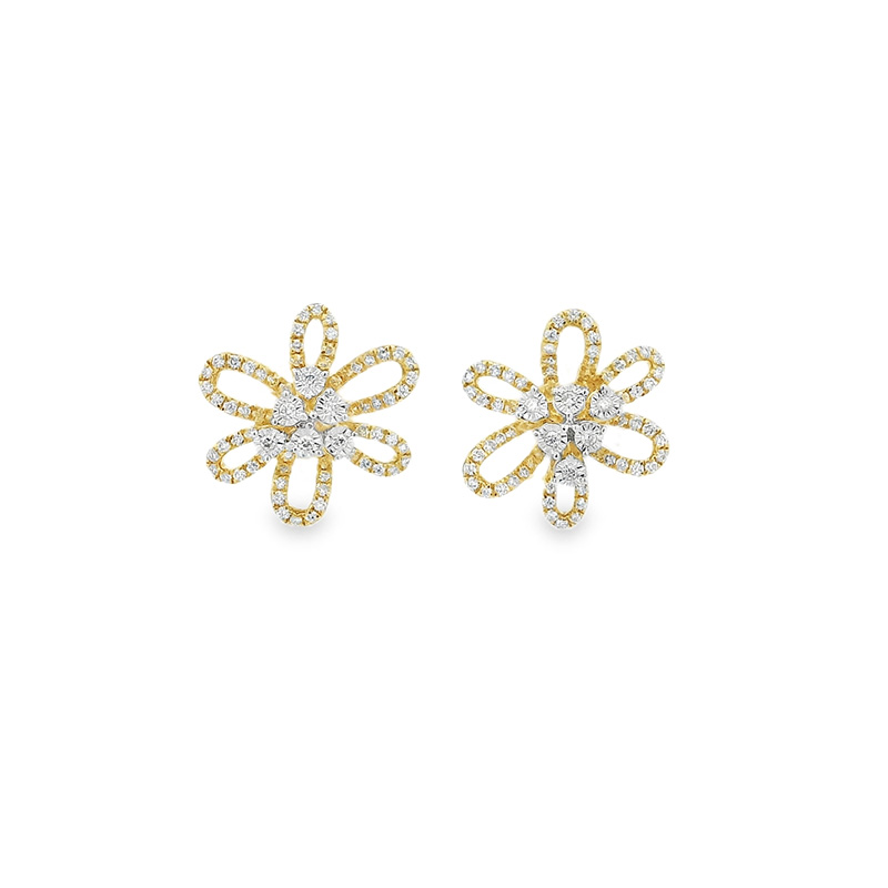 Floral Gold Diamond Pendant Set