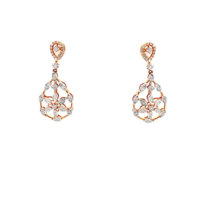 Floral Gold Diamond Pendant Set