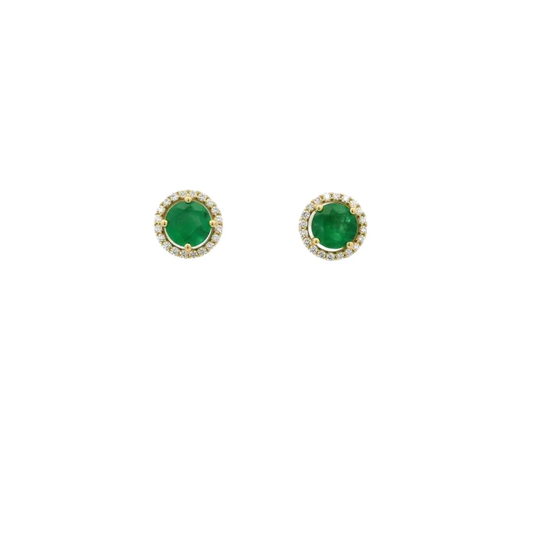 Round Emerald Diamond Pendant Set