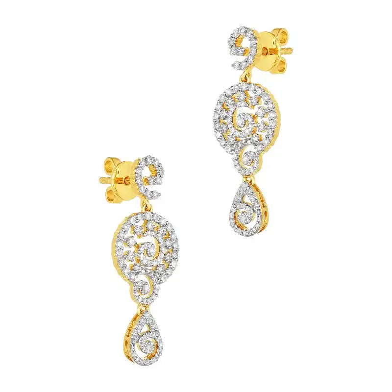 18K White and Yellow Gold Diamond Pendant & Earring set with 282 Diamonds
