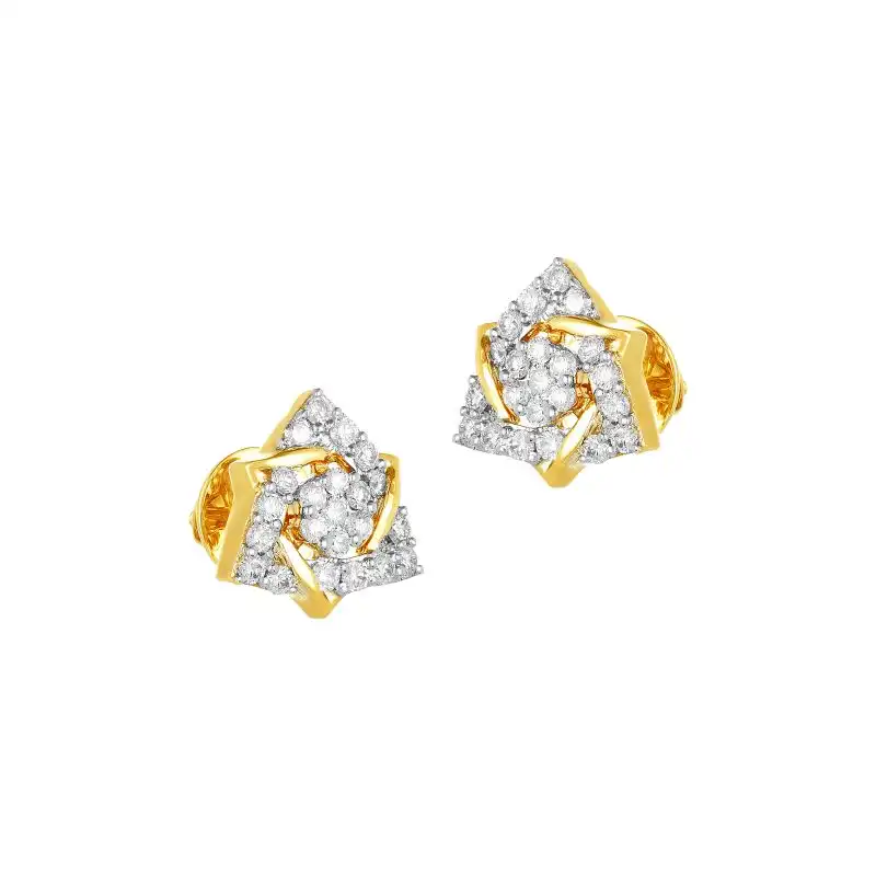 18K White and Yellow Gold Diamond Pendant & Earring set with 69 Diamonds