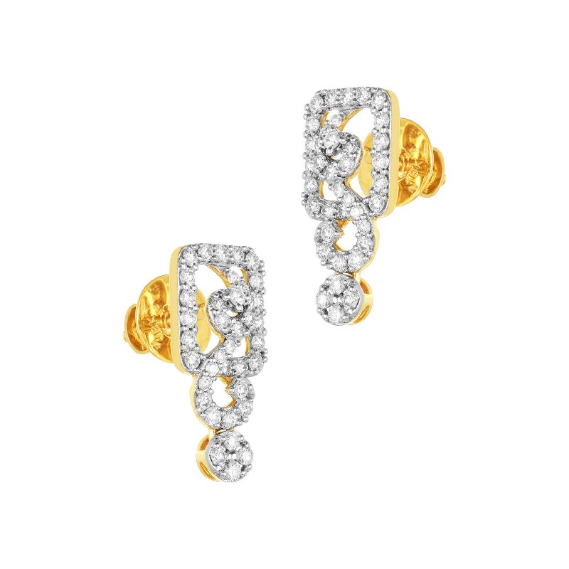 18K White and Yellow Gold Diamond Pendant & Earring Set with 124 Diamonds