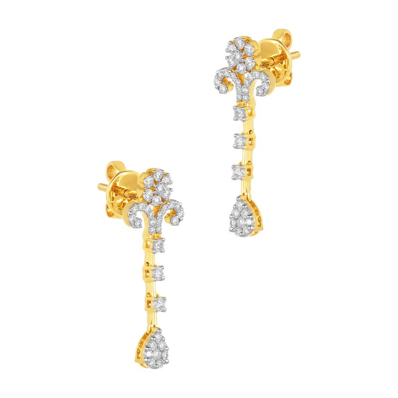 18K White and Yellow Gold Diamond Pendant & Earring set with 102 Diamonds