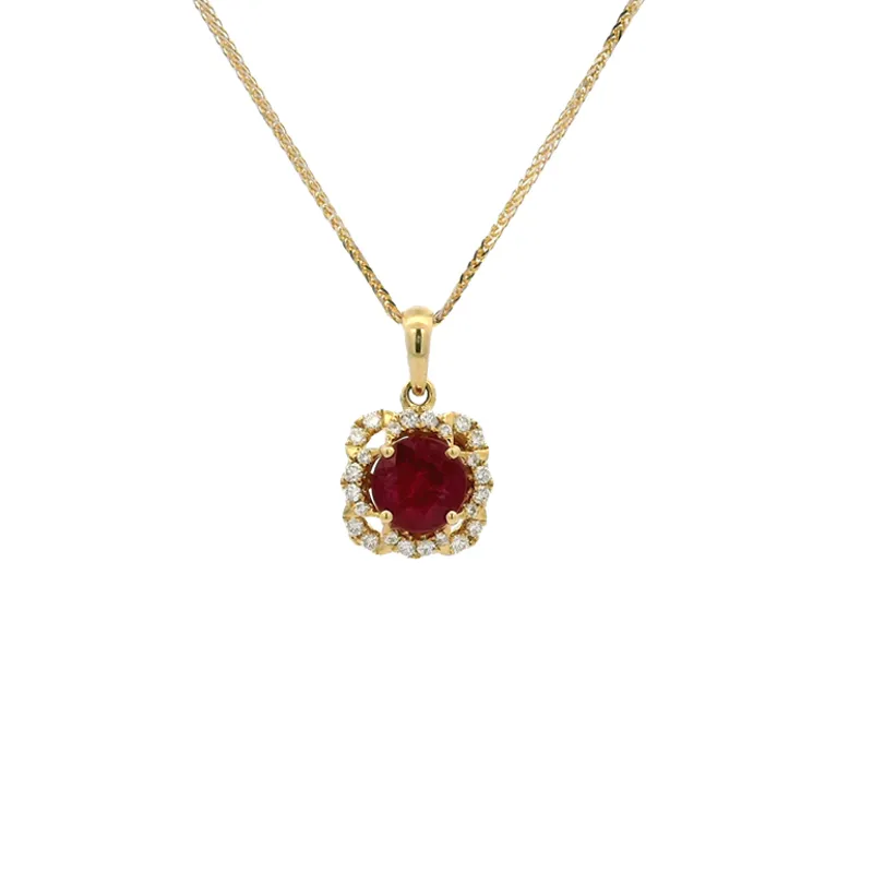Elegant Ruby Diamond Pendant Set