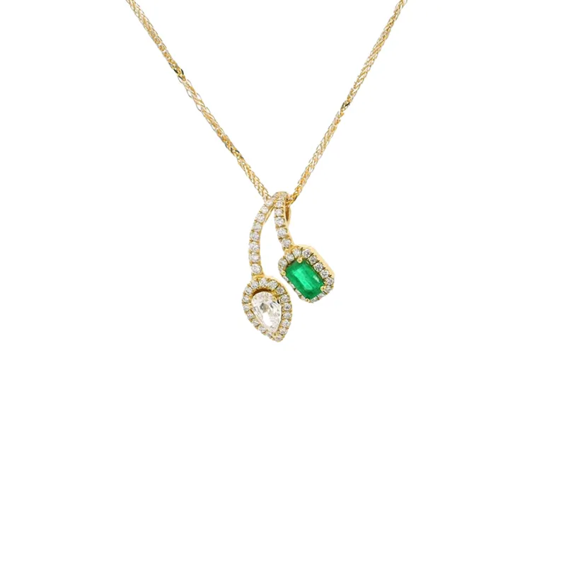Emerald Diamond Pendant Set