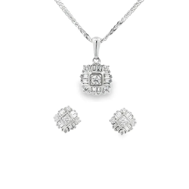 Modest Diamond Pendant Set