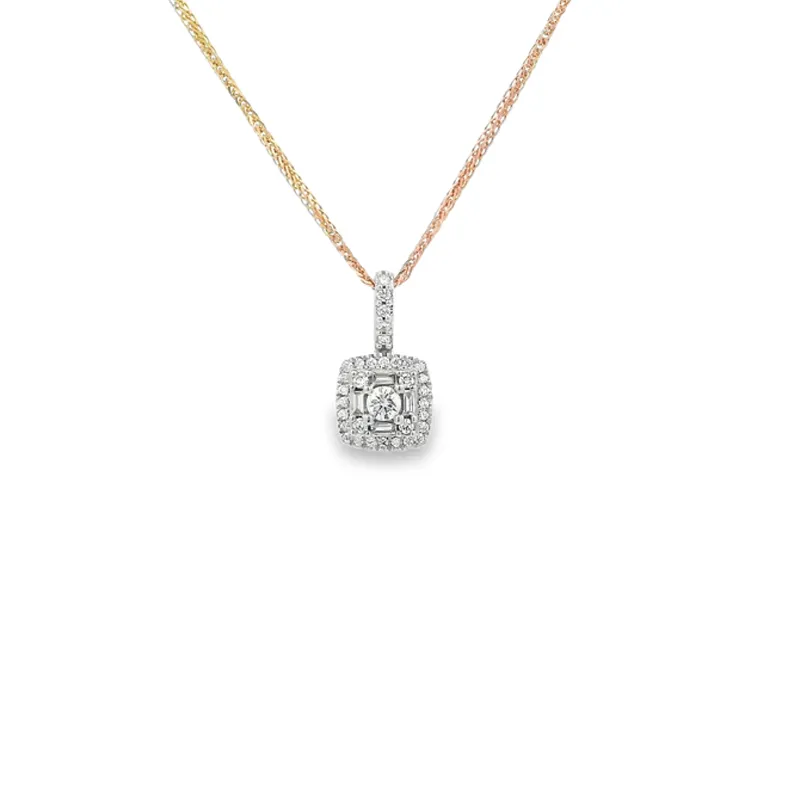 Square shaped Diamond Pendant Set