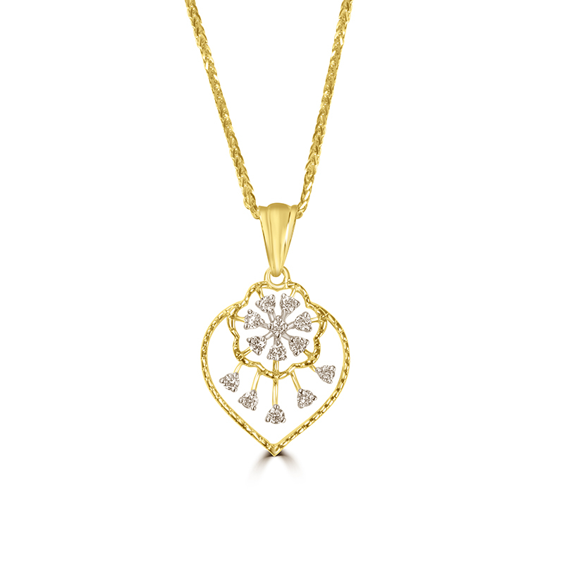 Floral Gold Diamond Pendant Set