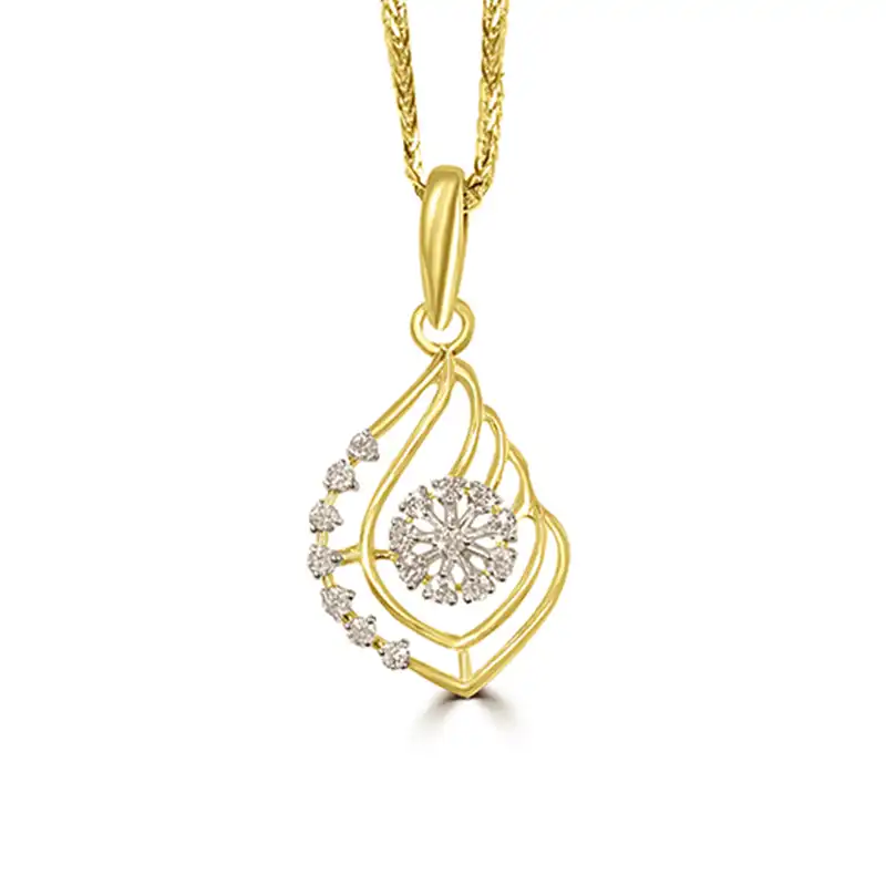 18K Gold Diamond Pendant Set