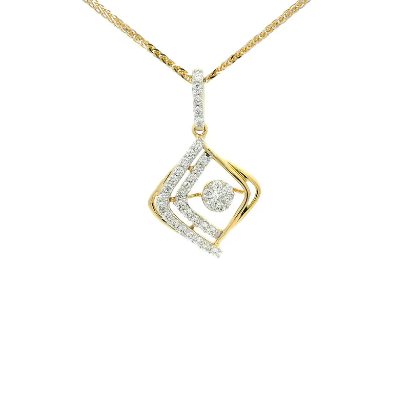 Elegant Gold Diamond Pendant Set