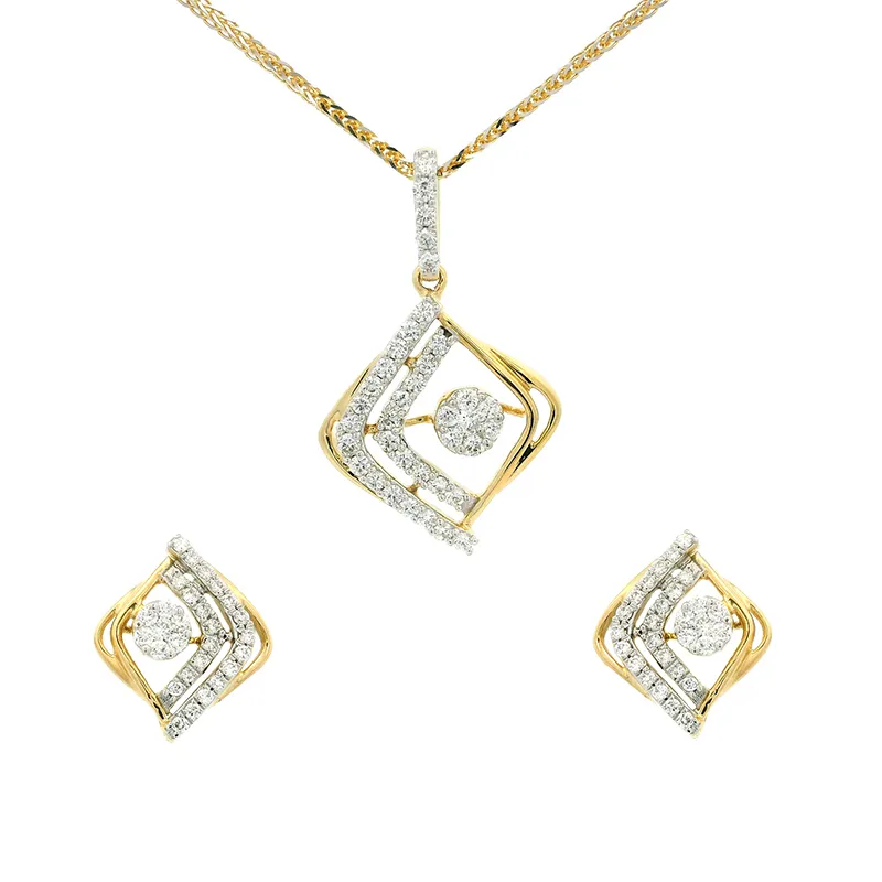 Elegant Gold Diamond Pendant Set