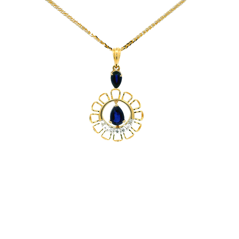 Celestial Blue Gold Diamond Pendant Set