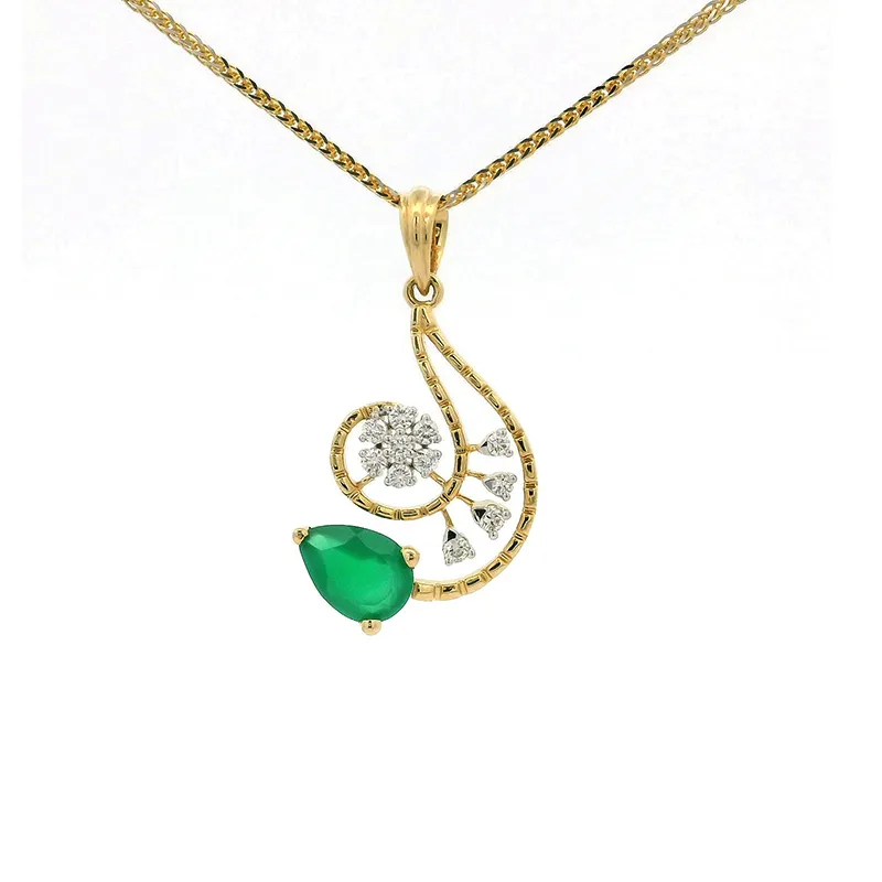Delicate Pear drop Gold Diamond Pendant Set