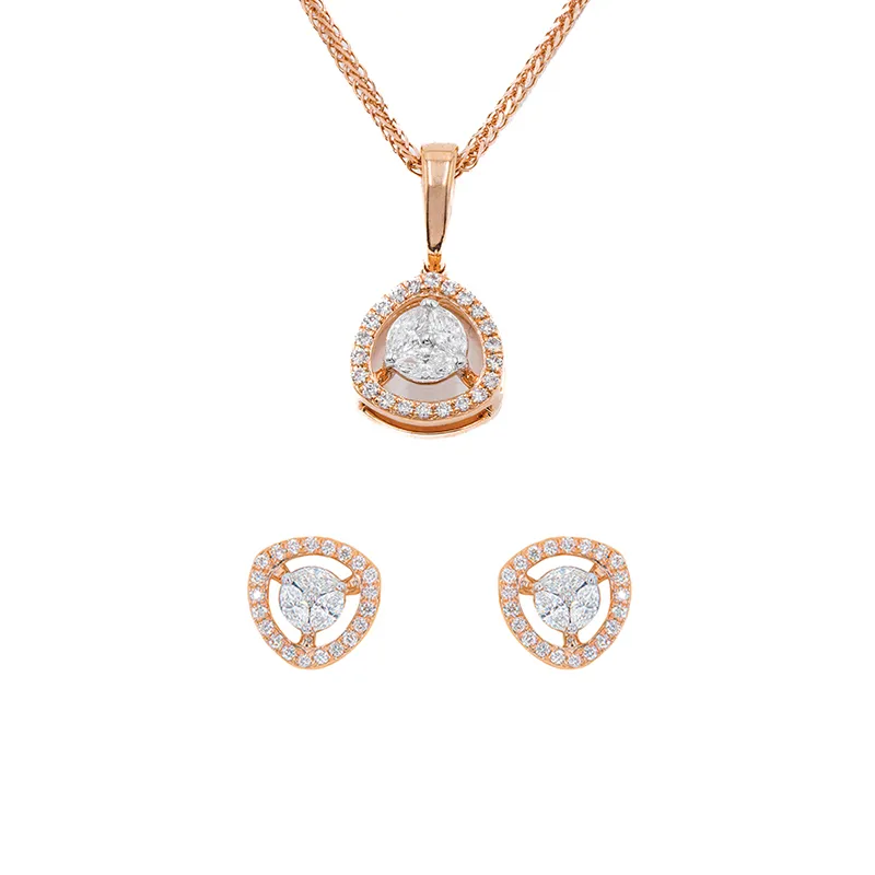 Rose Gold Diamond Pendant Set