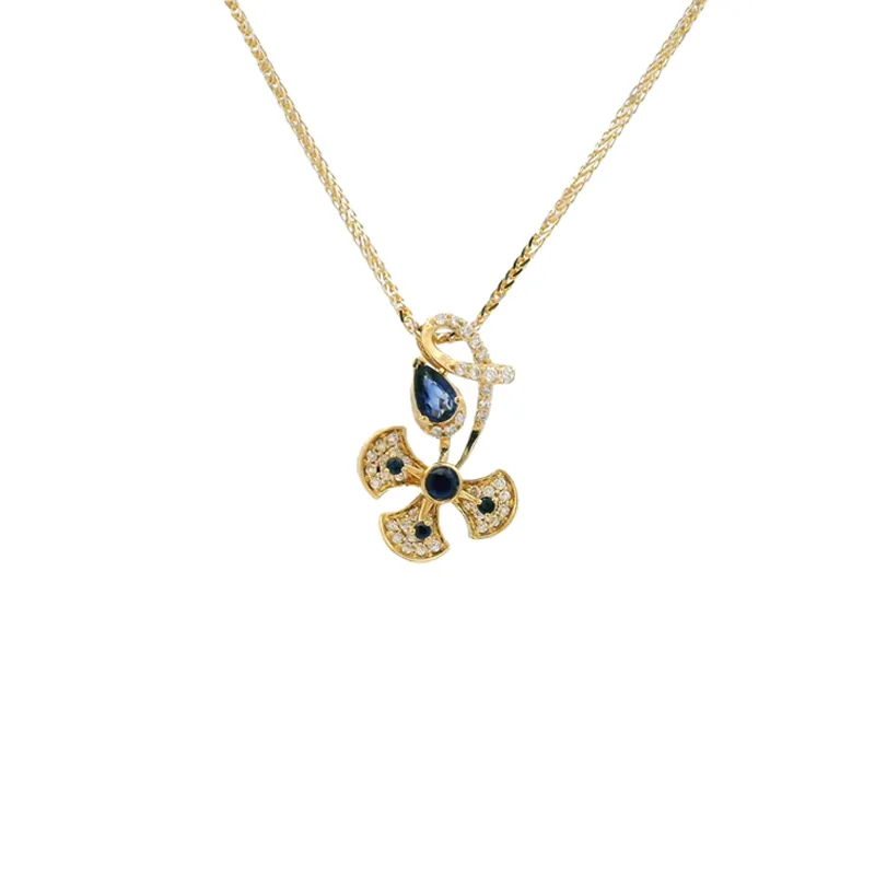 Elegant Sapphire Diamond Pendant Set