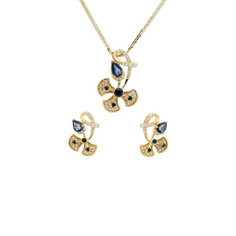 Elegant Sapphire Diamond Pendant Set