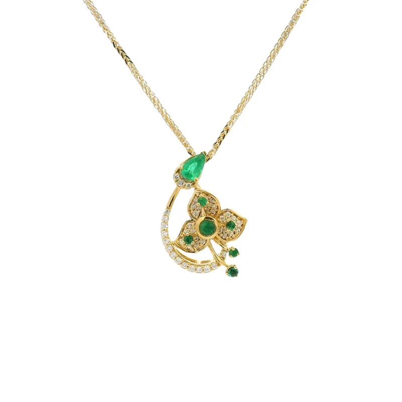 Emerald Diamond Pendant Set