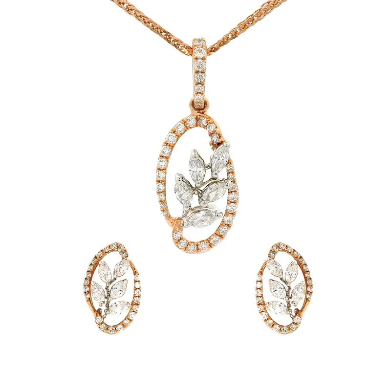 Elegant Leaf Design Pendant Set