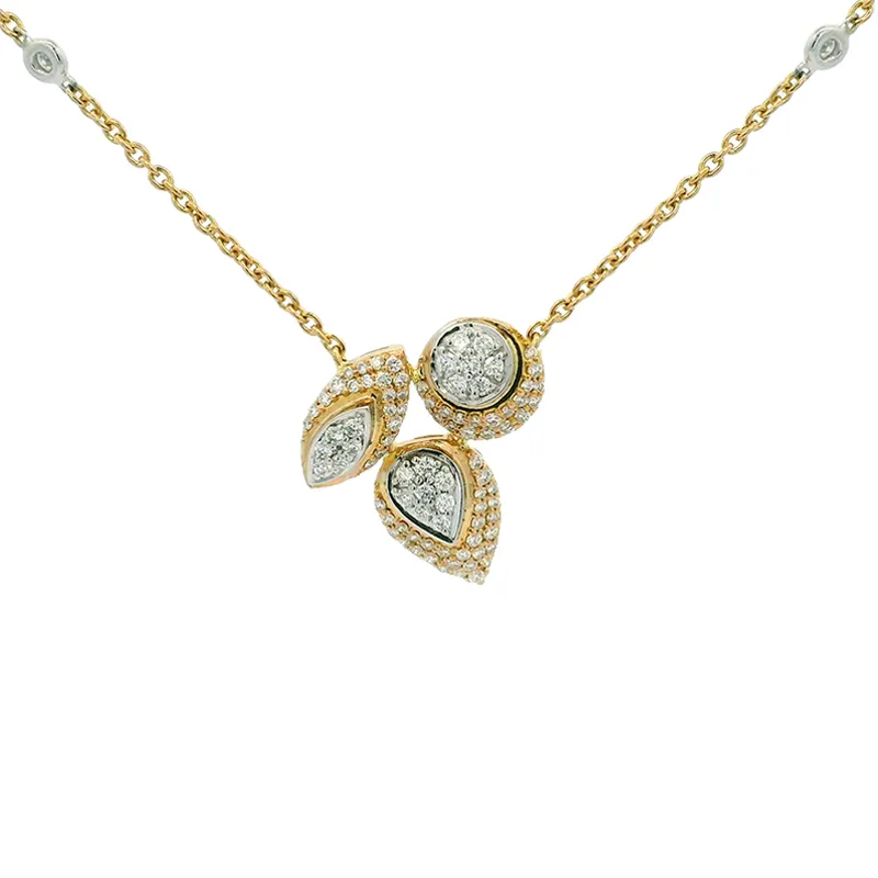 Elegant Gold Leaf Pendant Necklace Set