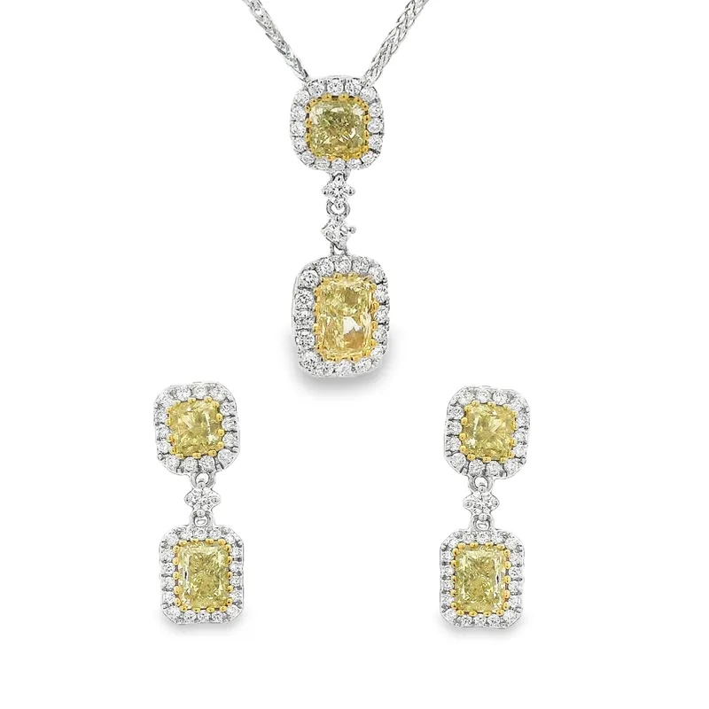 Yellow diamond and Gold Pendant Set