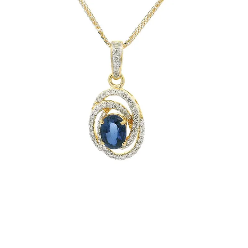 Sapphire and Diamond Pendant Set