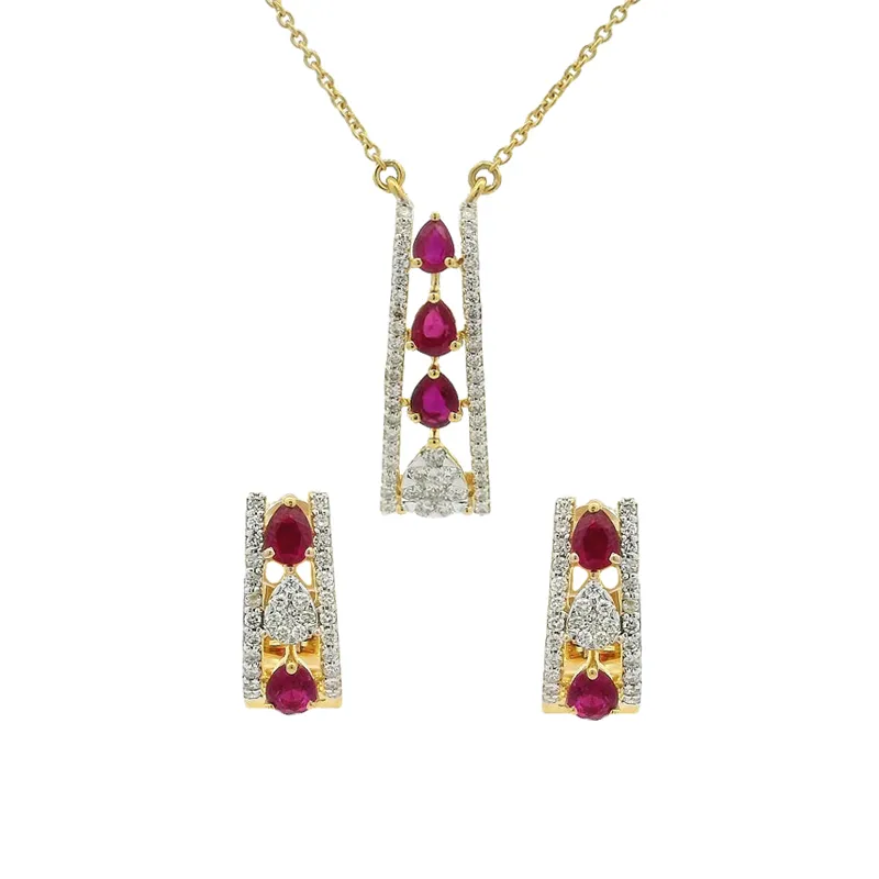 Ruby and Diamond Pendant Set