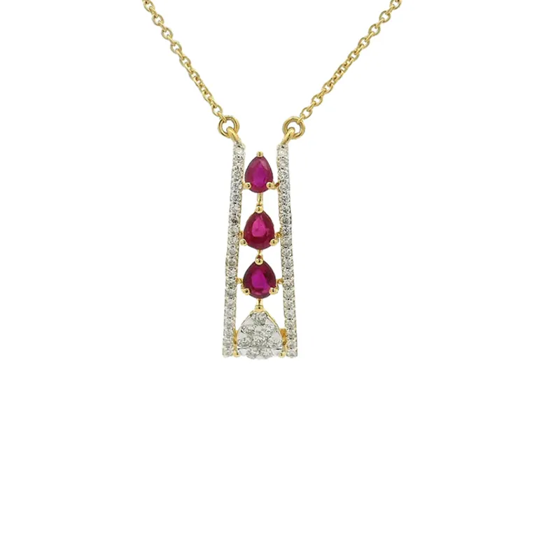 Ruby and Diamond Pendant Set