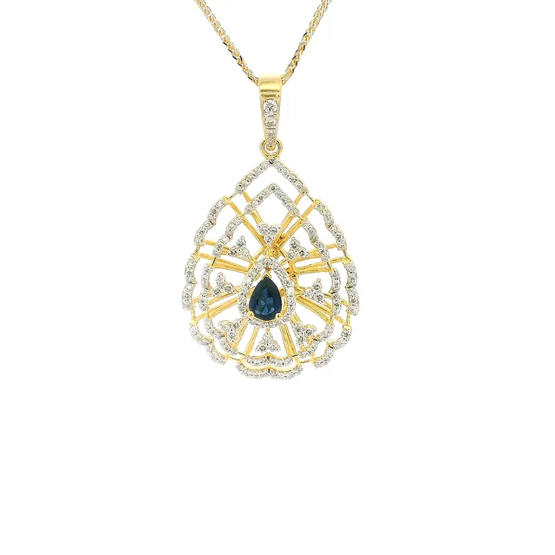 Sapphire and Diamond Pendant Set