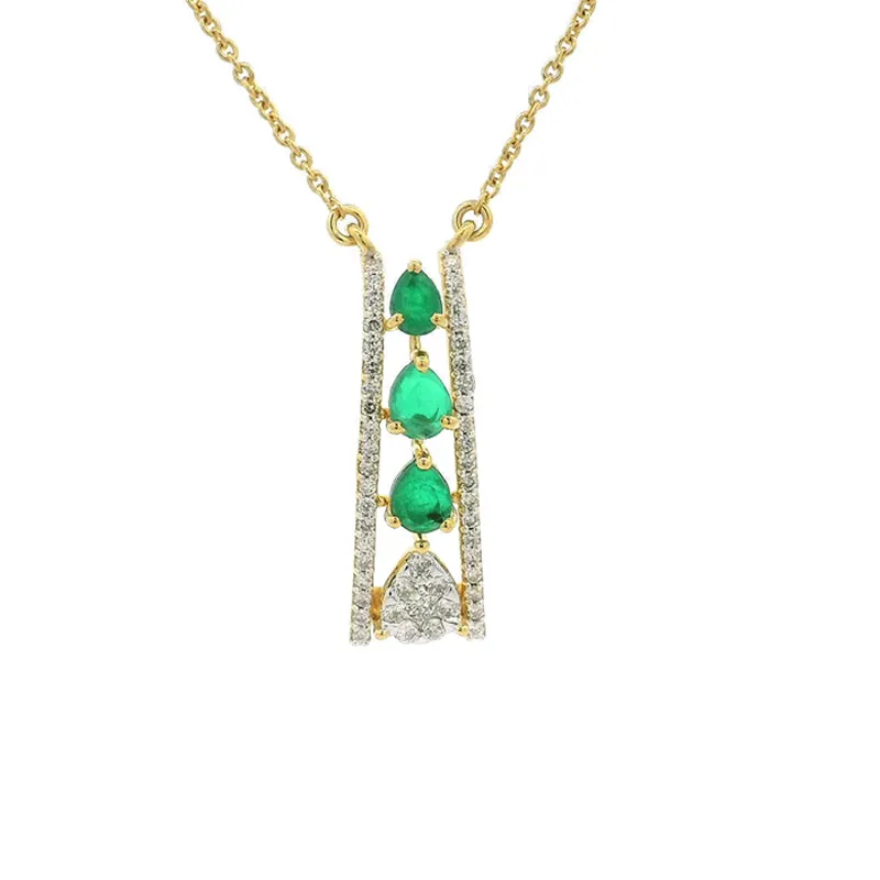Emerald and Diamond Pendant Set