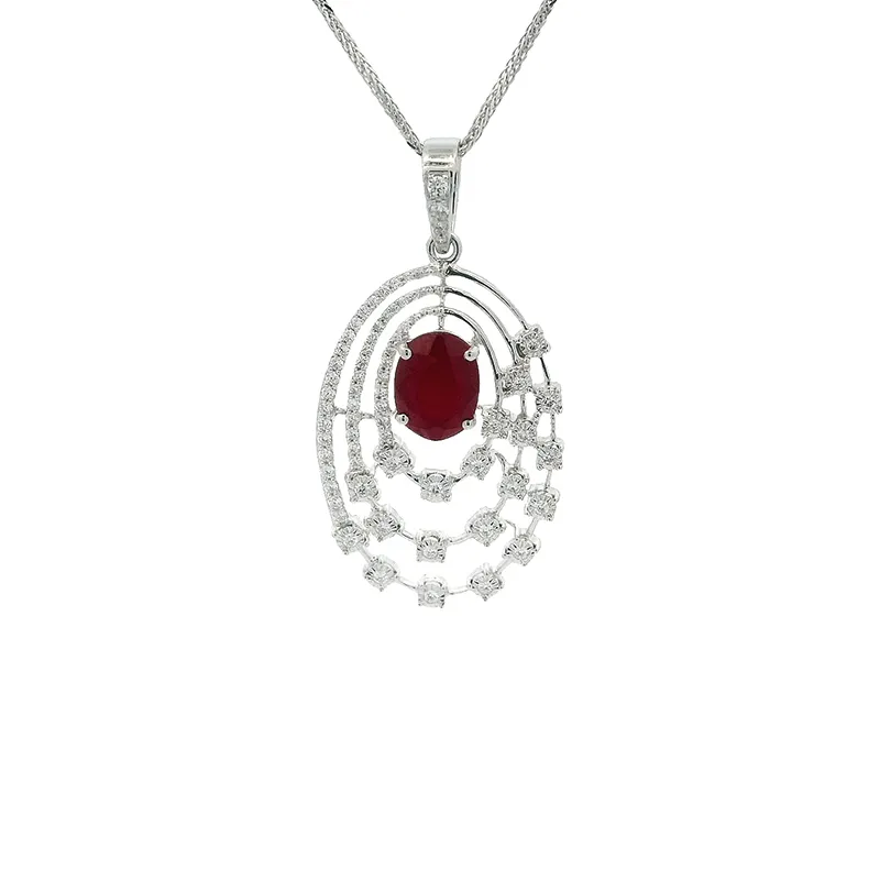 Ruby and Diamond Pendant Set