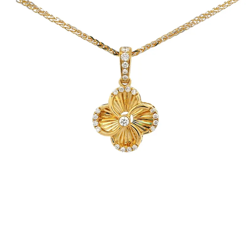 Elegant Floral Yellow Gold Pendant Set