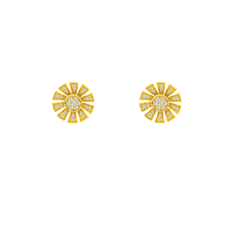 Flower Yellow Gold Diamond Pendant Set