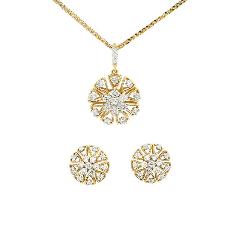 Elegant Gold and Diamond Pendant Set