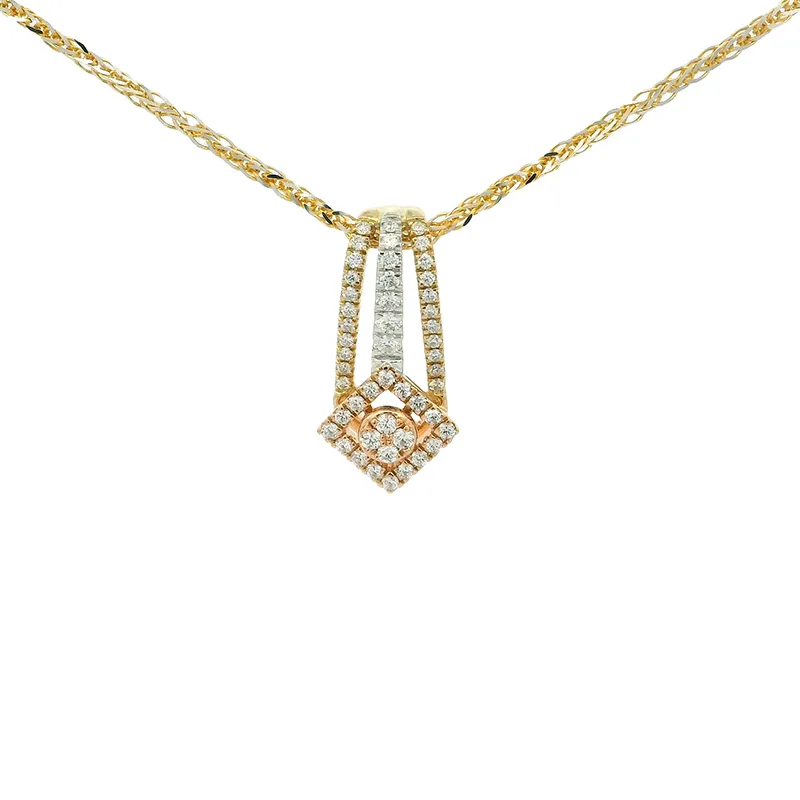 Elegant Diamond Pendant Set - Tricolor Gold