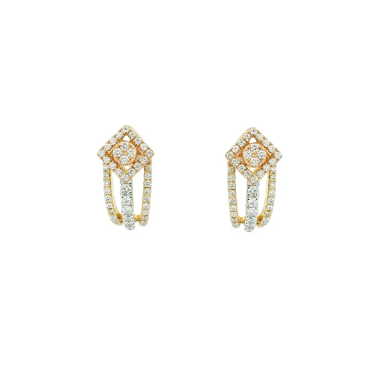 Elegant Diamond Pendant Set - Tricolor Gold