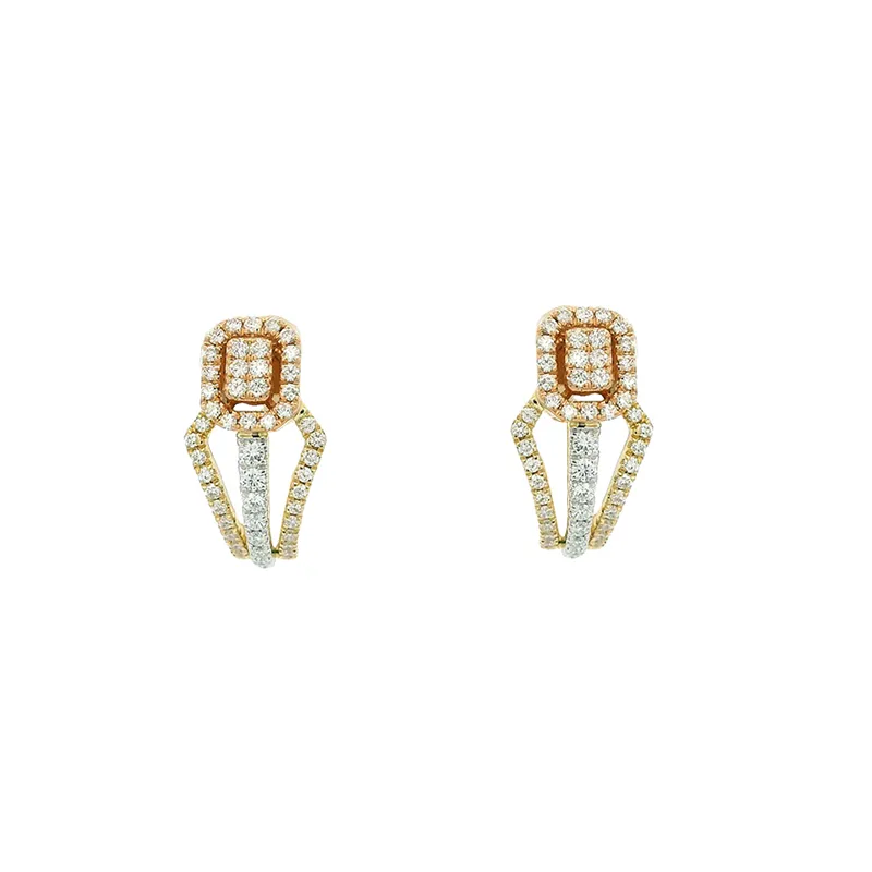Elegant Diamond Pendant Set - Tricolor Gold