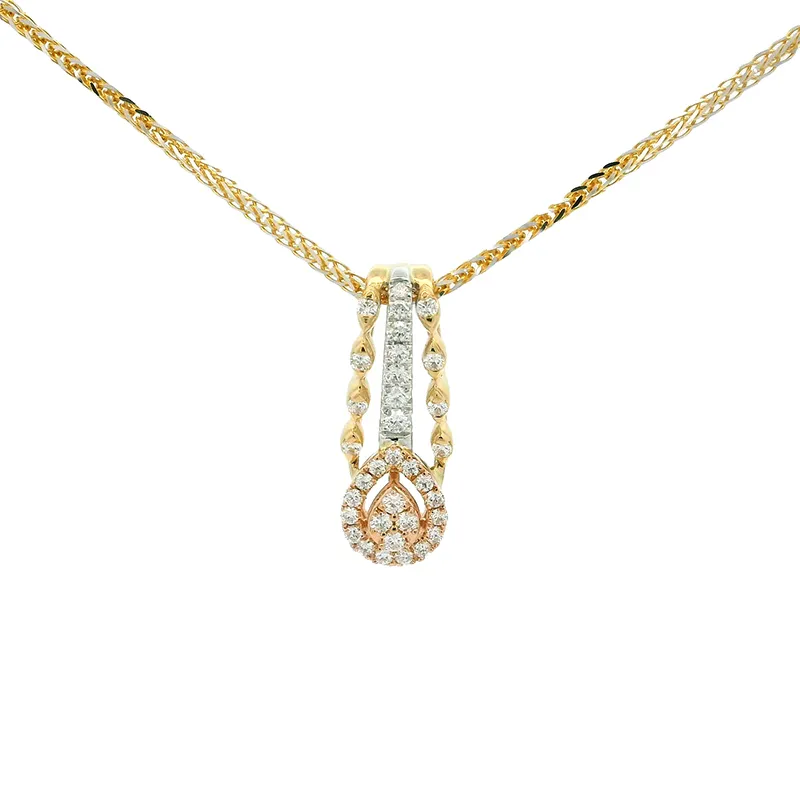 Elegant Tricolor Gold Pendant Set with Diamonds