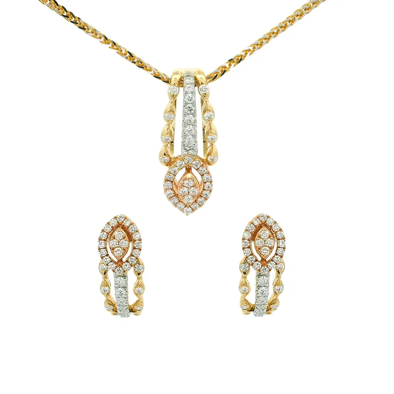 Elegant Diamond and Gold Pendant Earrings