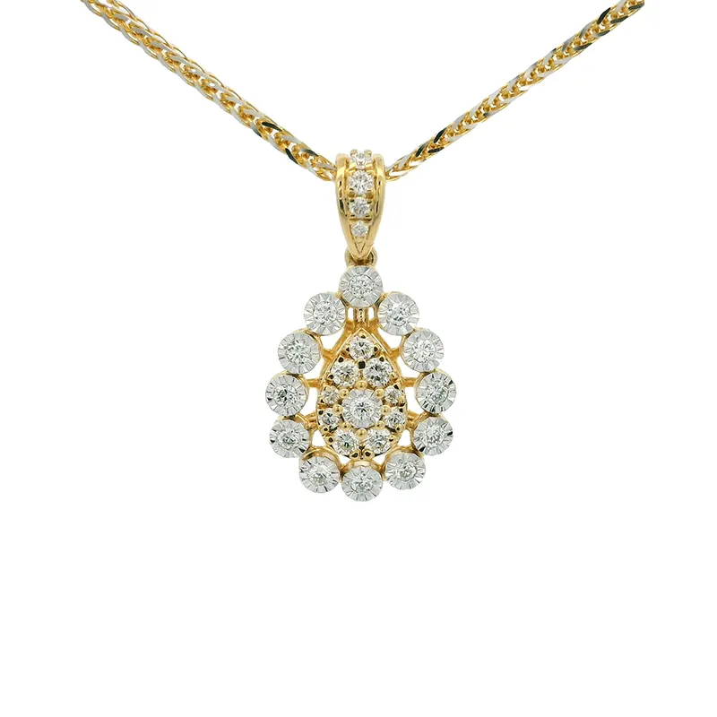 Elegant Gold Diamond Pendant Set - Pear shaped