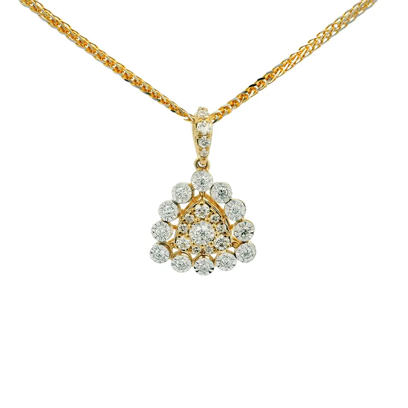 Elegant Gold Diamond Pendant Set - Triangle