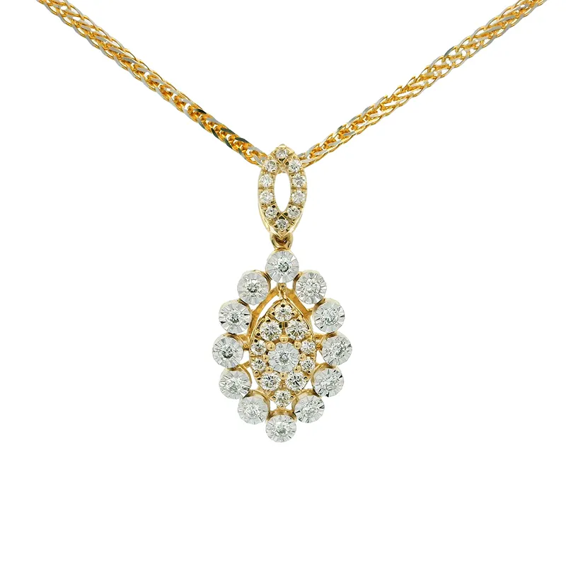 Elegant Gold Diamond Pendant Set